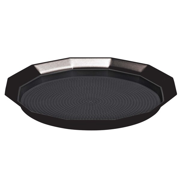 Paneled Tray with Removable Insert, 9"diameter, Stainless Steel, Black Onyx